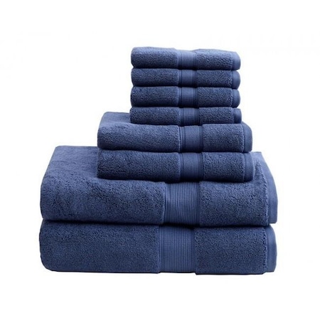 Madison Park Signature Madison Park MPS73-199 800Gsm 100 Percent Cotton Towel; Navy - 8 Piece Set MPS73-199